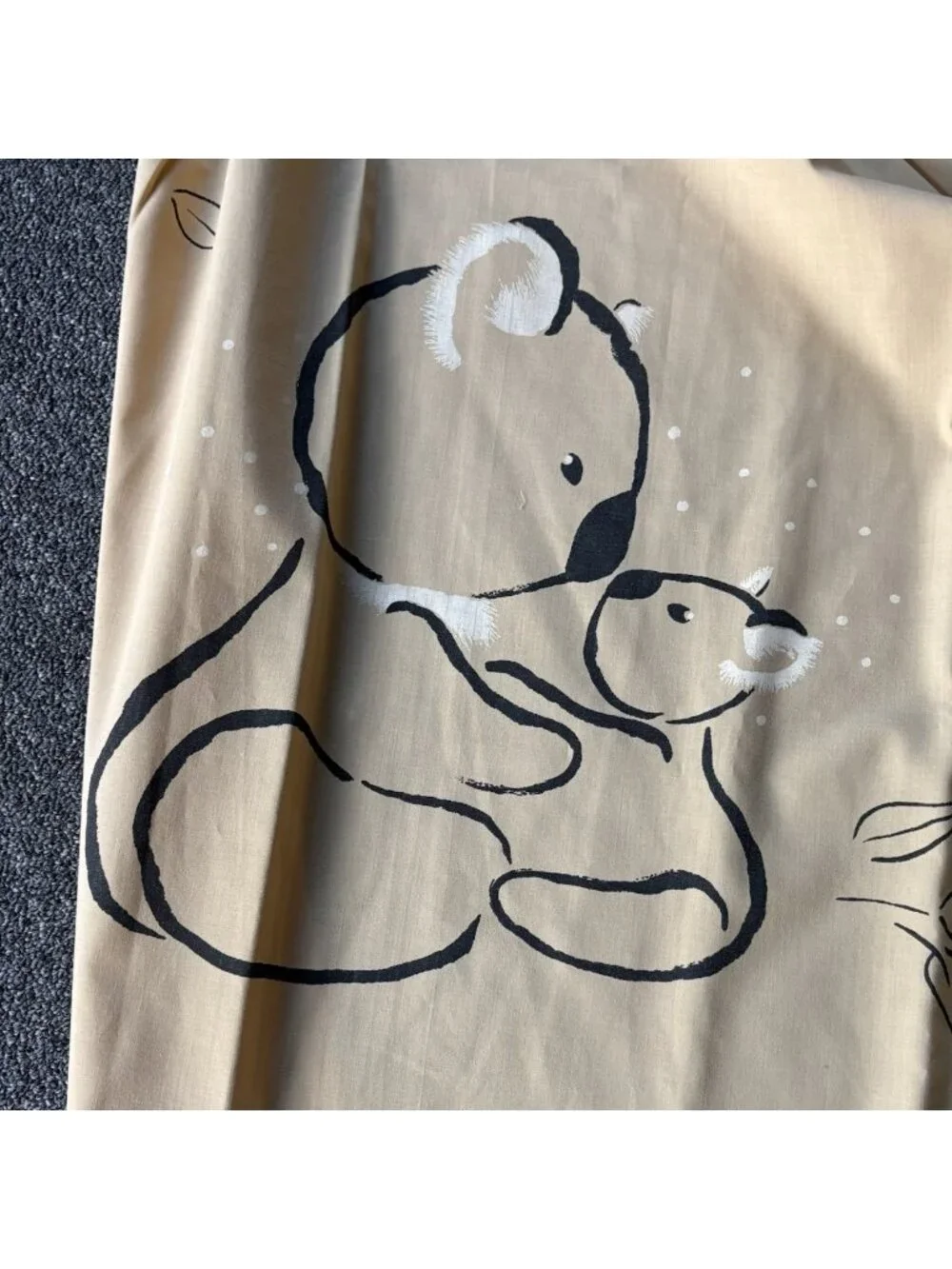 Vintage 70s SPRINGMAID Alex West Twin Size Fitted Sheet Koala Bear Mom & Baby